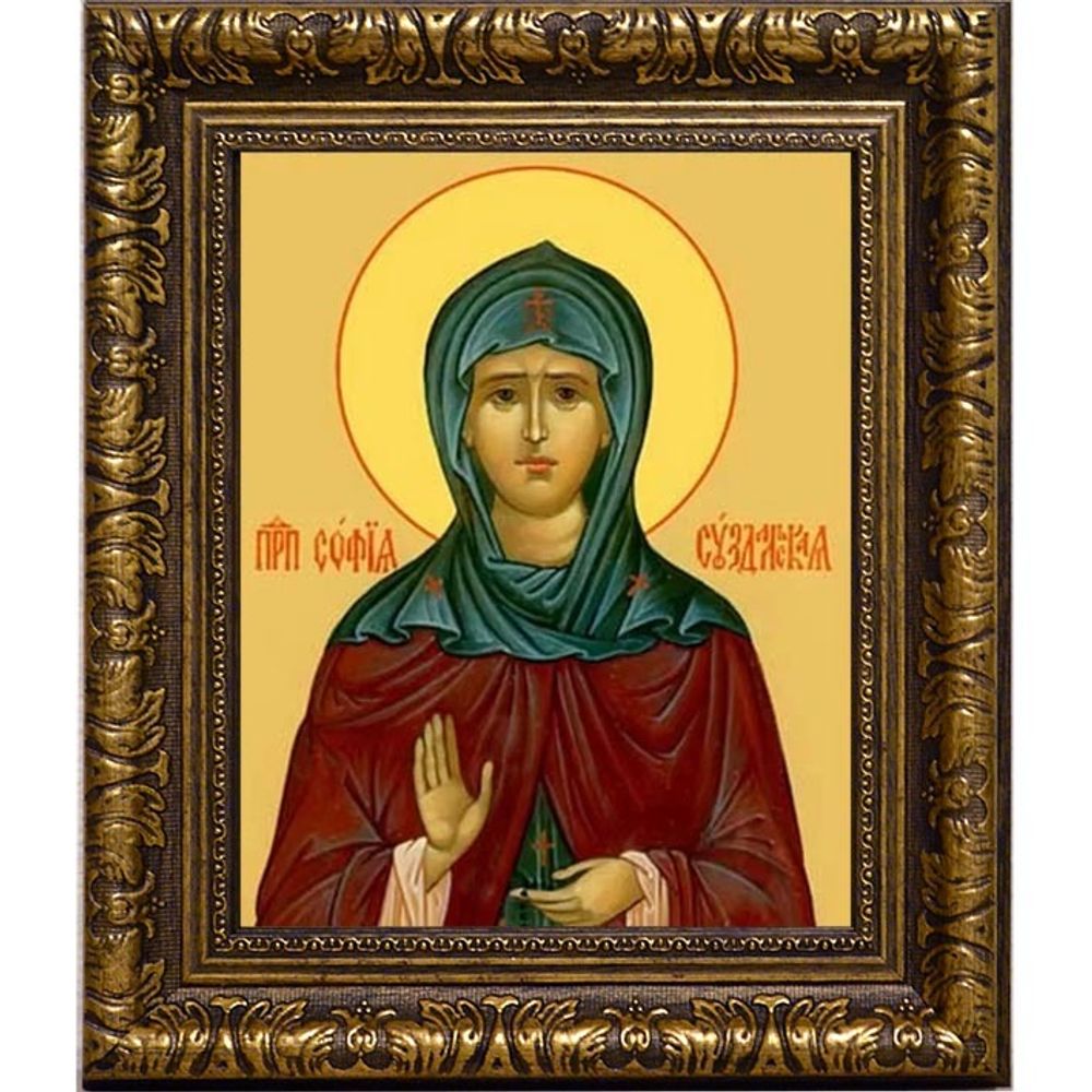 София (в миру Соломония) Суздальская Преподобная. Икона на холсте.