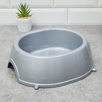 Миска для животных 1,5л овальная 261*240мм, серебристая, №8