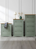 Обувница для прихожей, 87х21х97, Неаполь, тумба для обуви в прихожую, 2 двери 1 ящик, сосна, зеленый эвкалипт, Dipriz