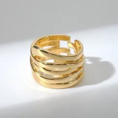 Кольцо "Звенья" широкое, цвет золото, безразмерное