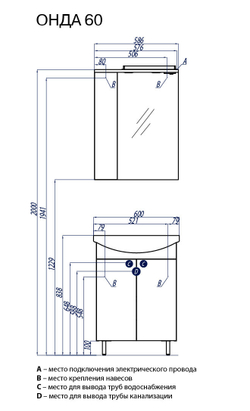 Тумба под раковину Акватон ОНДА-60