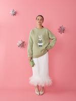 ЮБКА САТИНОВАЯ С ПЕРЬЯМИ WHITE