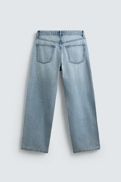ZARA ДЖИНСЫ СВОБОДНОГО КРОЯ, ВЫЦВЕТШИЙ СИНИЙ