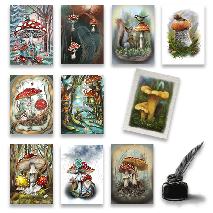 Большой набор открыток. Грибы