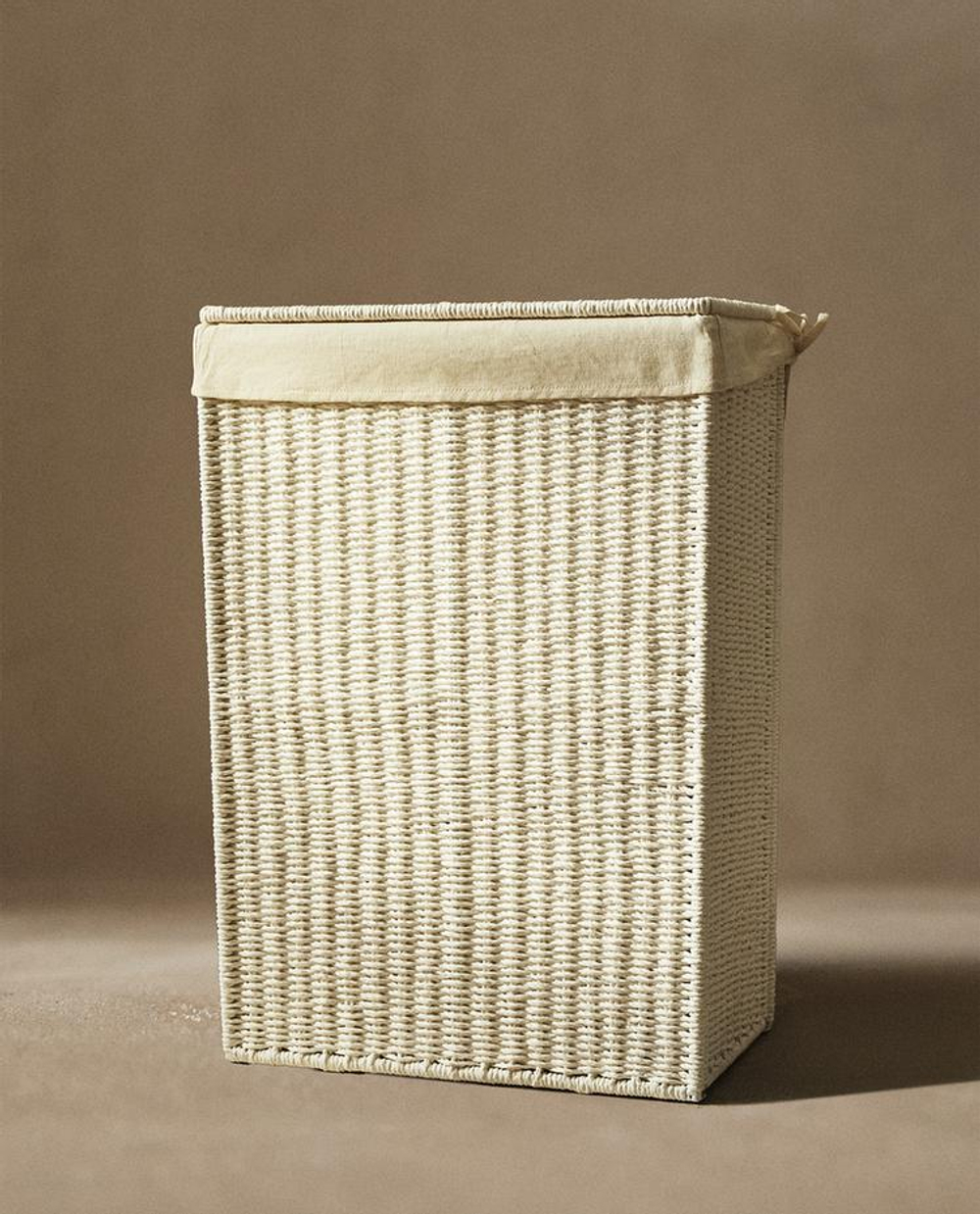 ZARA HOME КОРЗИНА ДЛЯ БЕЛЬЯ, С ПОДКЛАДКОЙ ИЗ ТКАНИ, БЕЛЫЙ