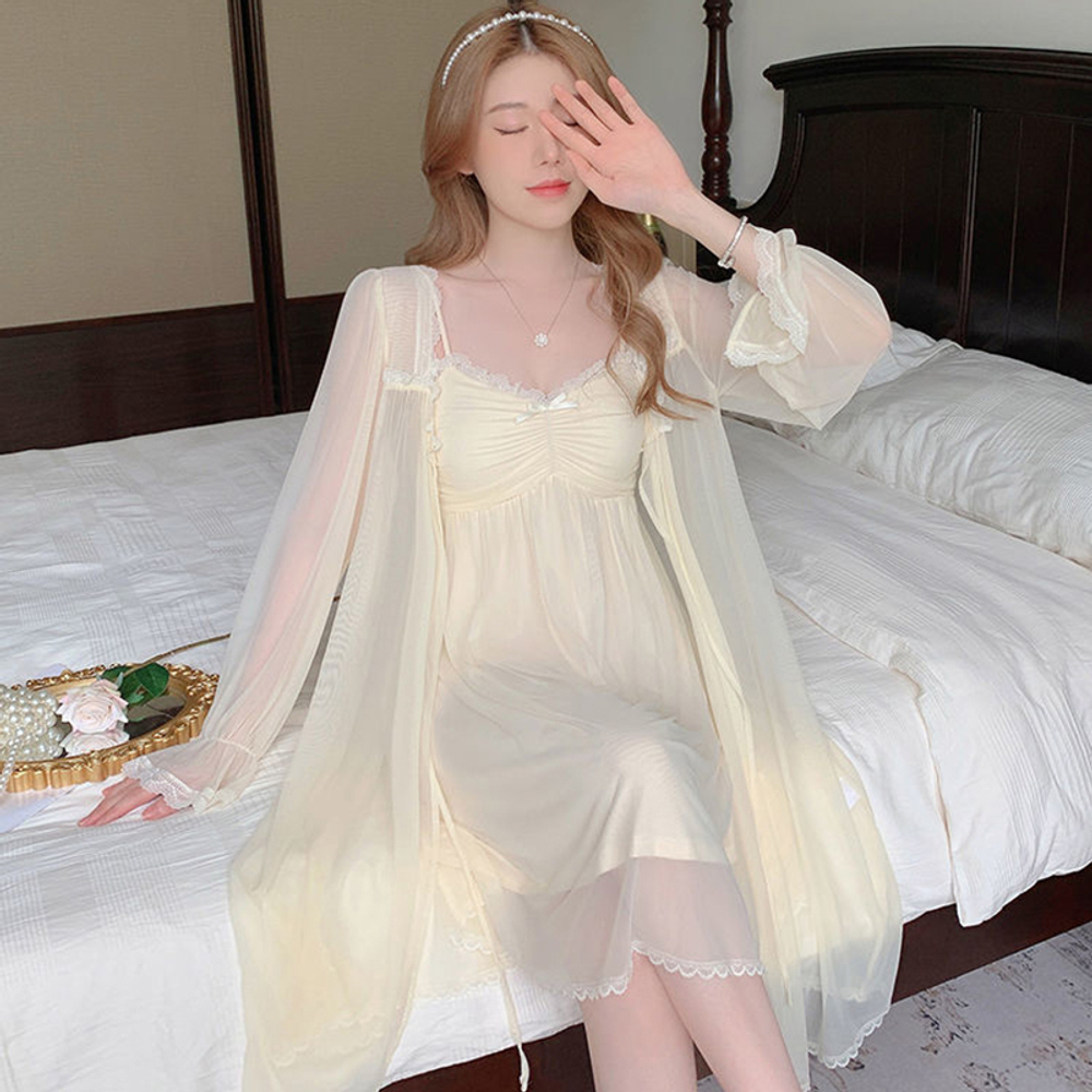 Пеньюар(винтаж) сорочка+халат ААА-08