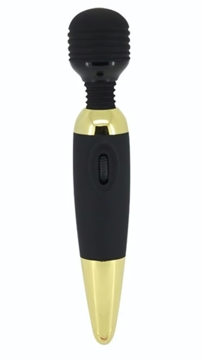 Чёрно-золотой вибромассажер для тела и эрогенных зон Power Wand (Цвет: черный с золотым)