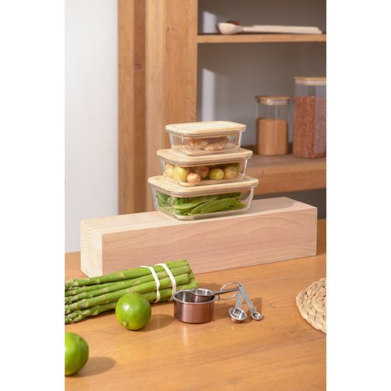 Контейнер для запекания и хранения eco store с крышкой из бамбука, 640 мл