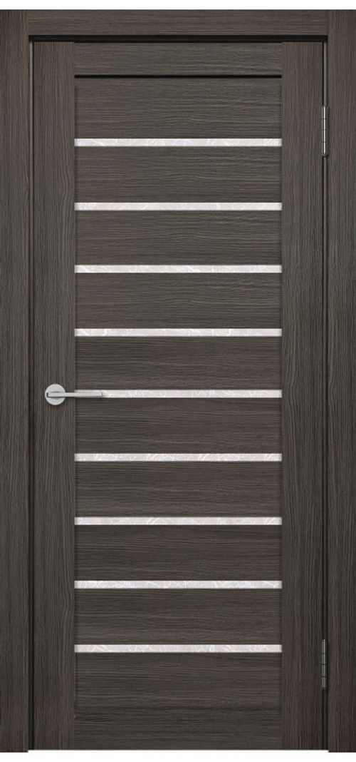 Межкомнатная дверь Велюкс 1 Ясень грей / Цвет тон Грей / Остекление "Гранит прозрачный" / Двери Верда