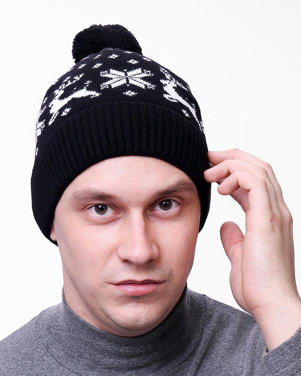 Мужская шапка PRIVAL с отворотом Скандинавия-7 черный