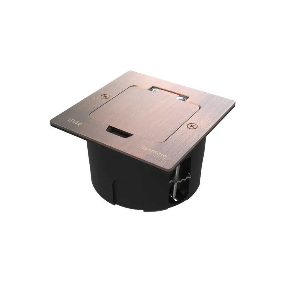 MultiDesk Лючок с розеткой 2К+З, 16А/250В, IP44 с монтажной коробкой для стены, фальшпола, стола Мед