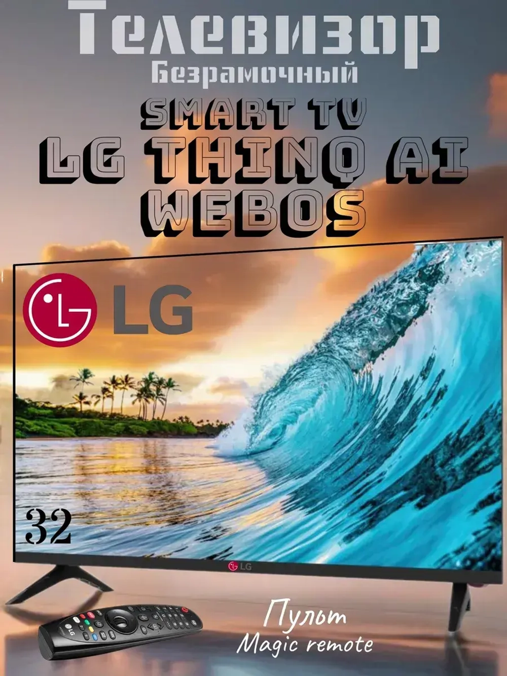 Телевизор WebOSmart tv - ThinQ AI, 32" Full HD