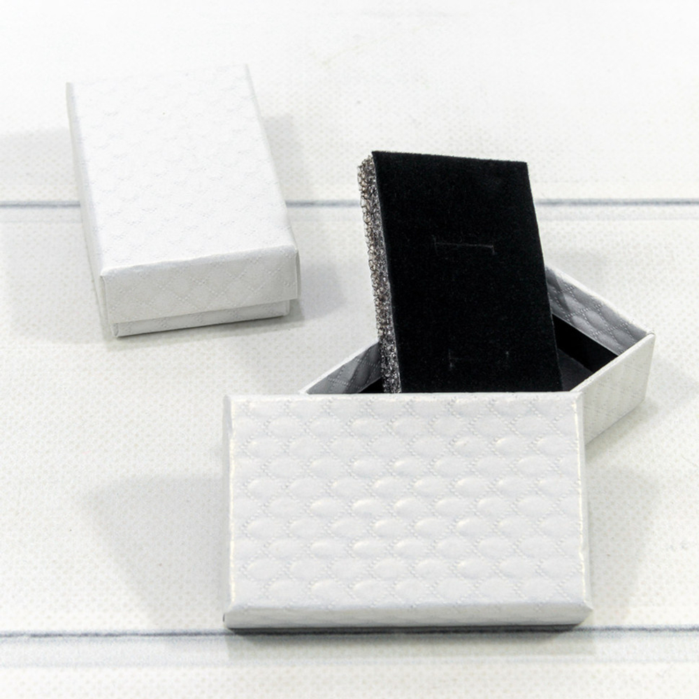 Коробка Ювелирная 8х5х2.5 см Набор 2 шт "Ромбики" (Белый)