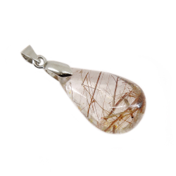 Кулон "Капля" кварц-волосатик