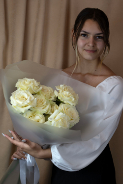 Букет № 441 Белые французские розы 9 шт.