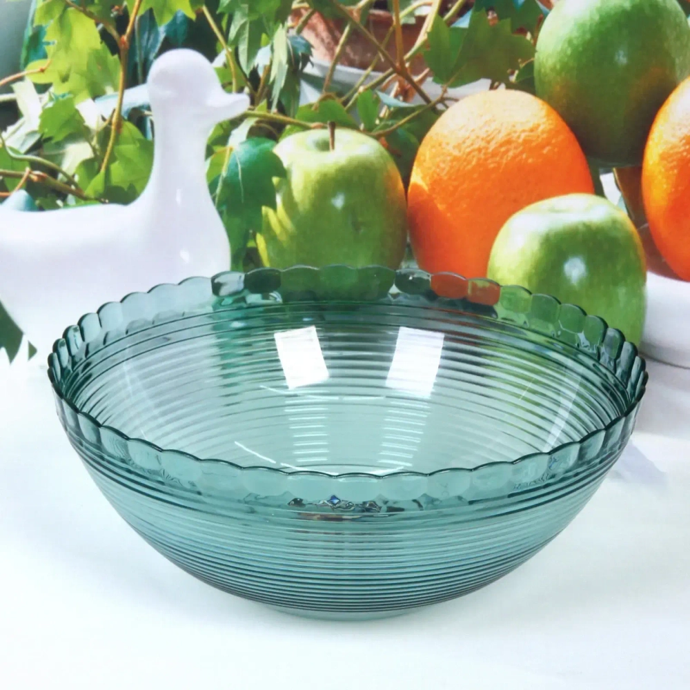 Салатник пластиковый «Мадлен» 23*9см полоски, морская волна