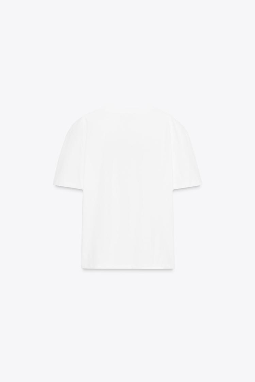 ZARA ФУТБОЛКА С ВЫШИВКОЙ "PARIS", БЕЛЫЙ