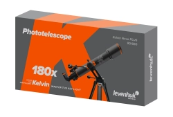 Фототелескоп Levenhuk Kelvin Nova PLUS 90/660 в упаковке с оранжевыми акцентами