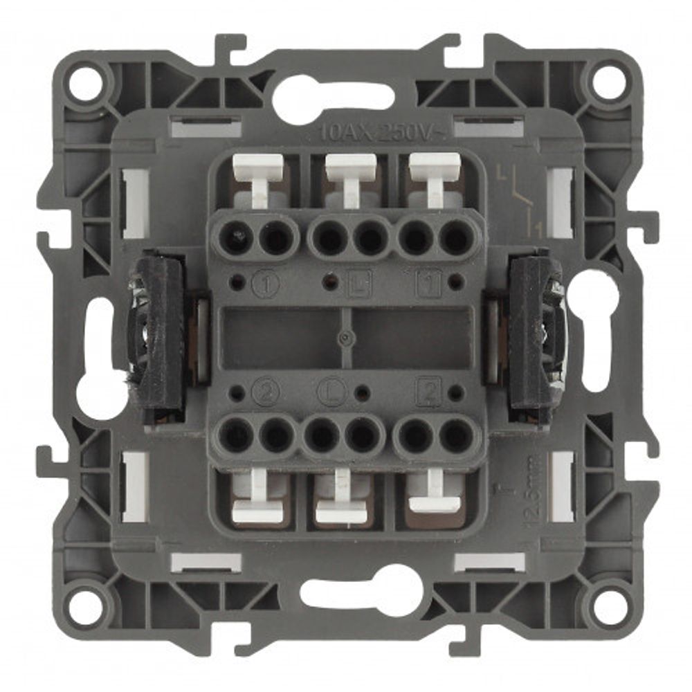 12-1104-04 ЭРА Выключатель двойной, 10АХ-250В, IP20, Эра12, шампань