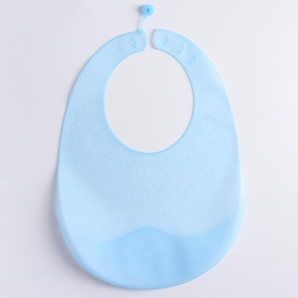 4770808 Нагрудник детский, силиконовый с карманом, цвет голубой