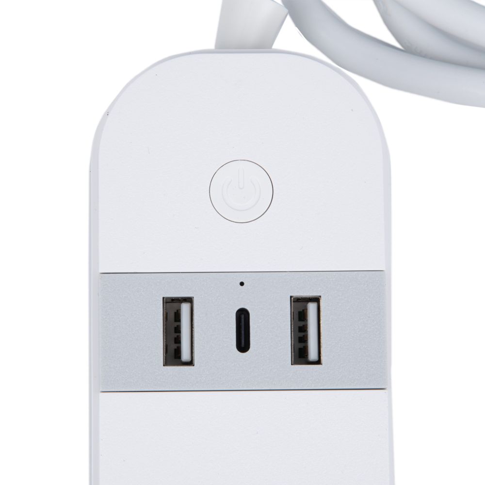 P-GCL4-1.8 A201-UC-WF WHITE Умный сетевой фильтр Wi-Fi. 1.8м Пвс 3х1.5. 4 гнезда. с-з. 2USB+Type-C 5В. 3A. 16A. До 3680Вт. Голосовое управление+приложение UnielSmart. TM Uniel