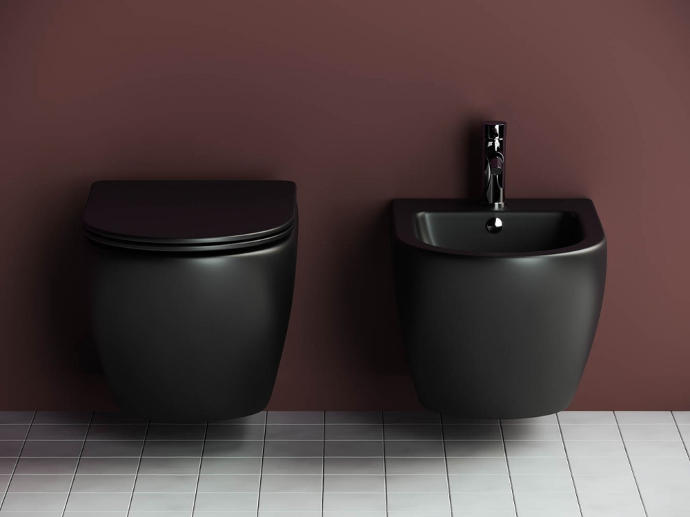 Комплект подвесной безободковый унитаз Ceramica Nova Metropol Rimless с крышкой-сиденьем CN4002MB, черный матовый + инсталляция Am.Pm ProC I012707.0238 с клавишей смыва ProC S, чёрная матовая