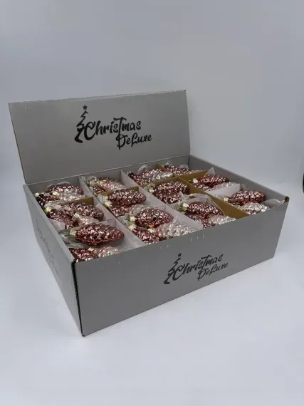 Набор стеклянных украшений Гроздь Шишек, 3 шт., 6 см., розовый, бордовый, Christmas DeLuxe (89872)