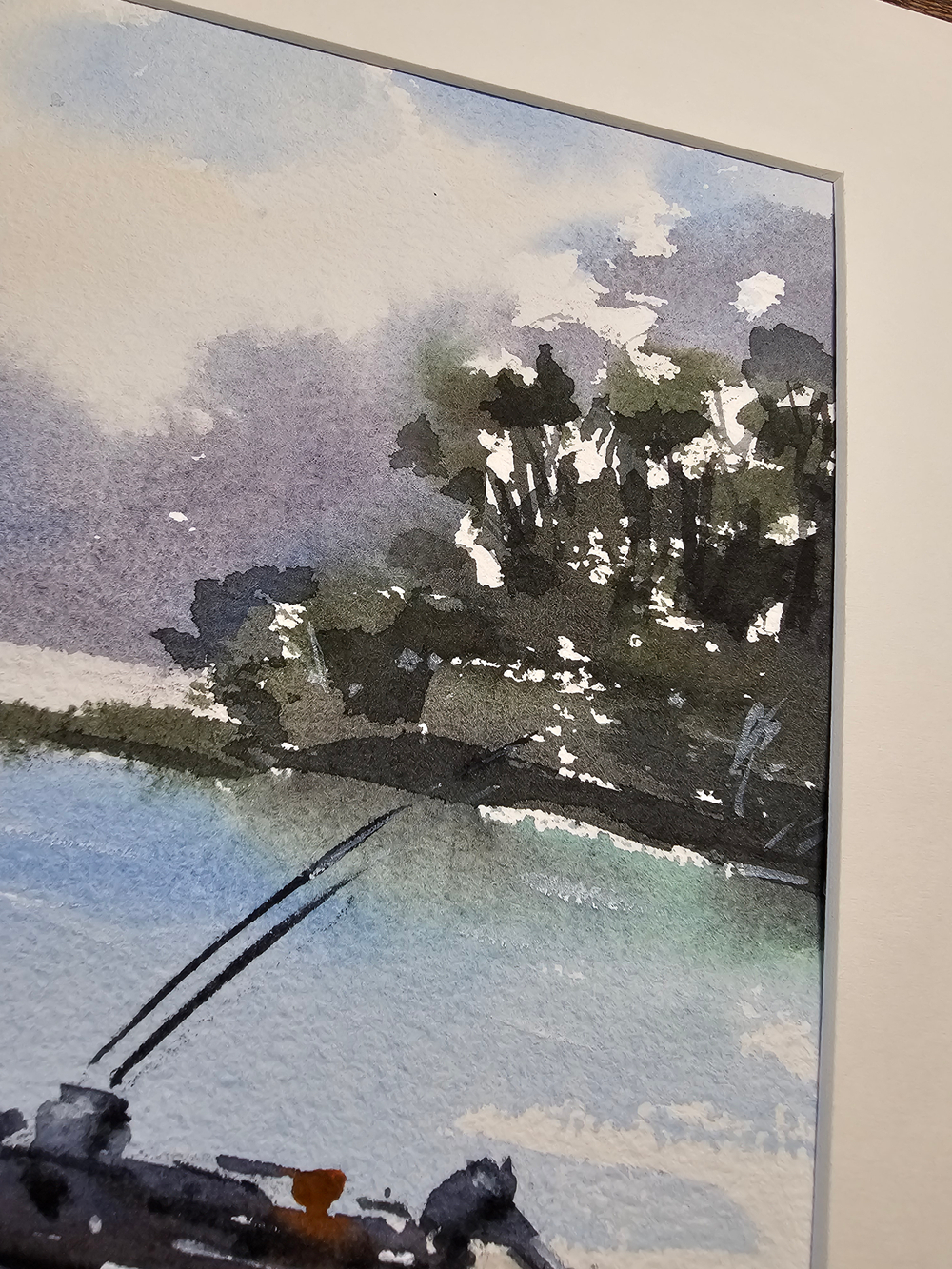 Картина авторская акварельная в паспарту 21х30 см на стену для интерьера "В ожидании..."