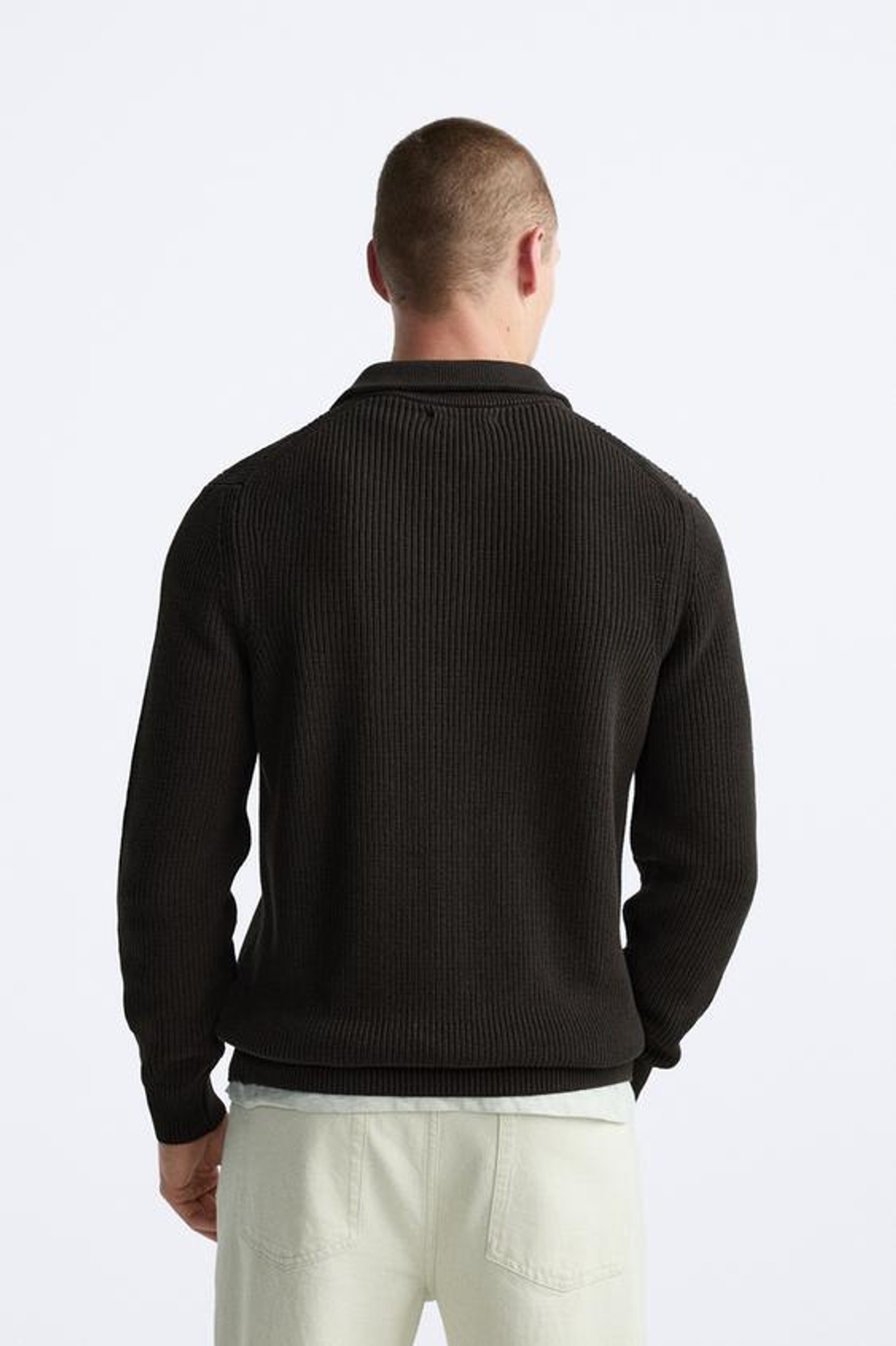 ZARA СВИТЕР С КОРОТКОЙ ЗАСТЕЖКОЙ-МОЛНИЕЙ, КОРИЧНЕВЫЙ