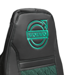 Чехлы VOLVO FH16 (экокожа, черный, зеленая вставка)