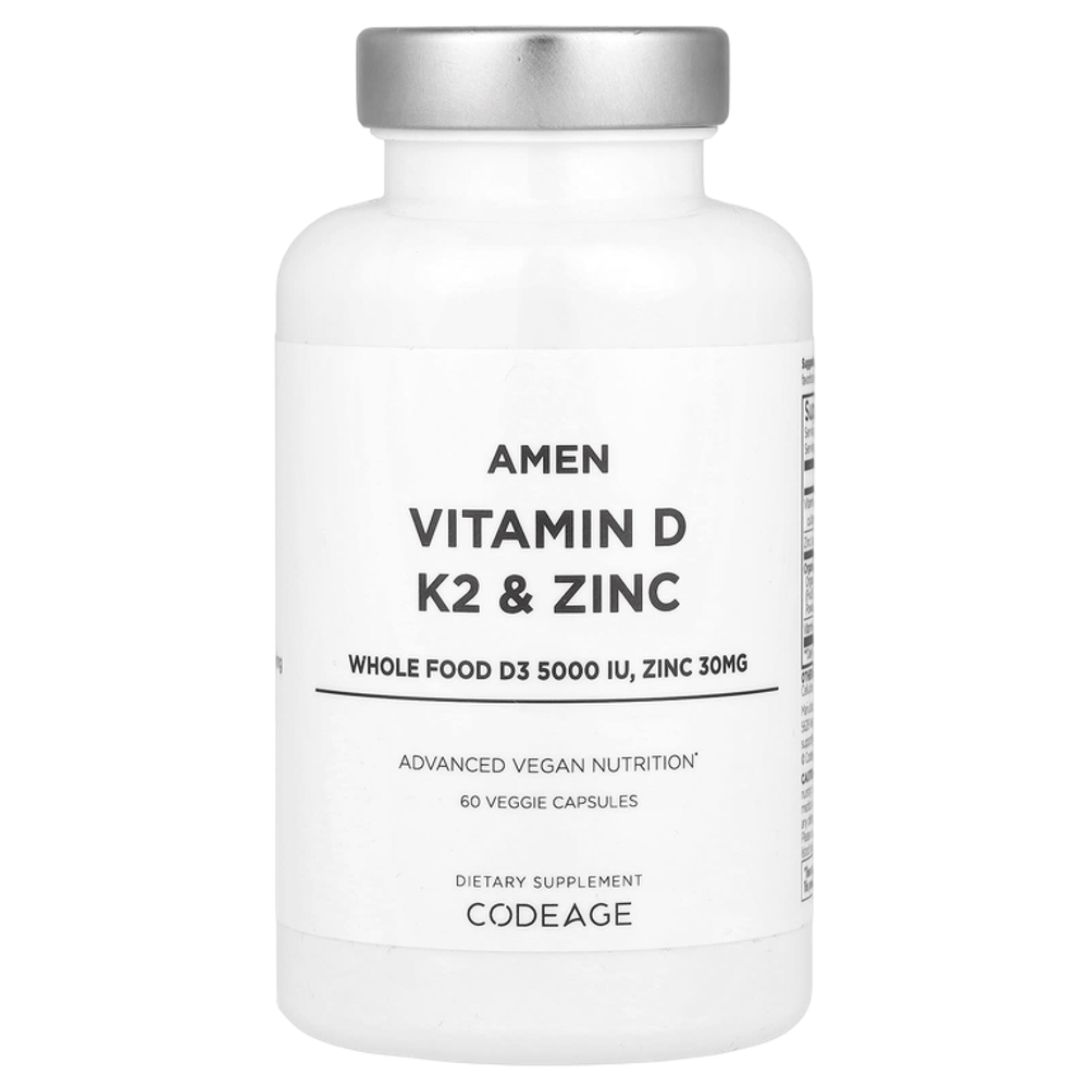 CODEAGE AMEN Vitamin D + K2 +Zinc 120 veg caps , Витамин Д3 + К2 + Цинк