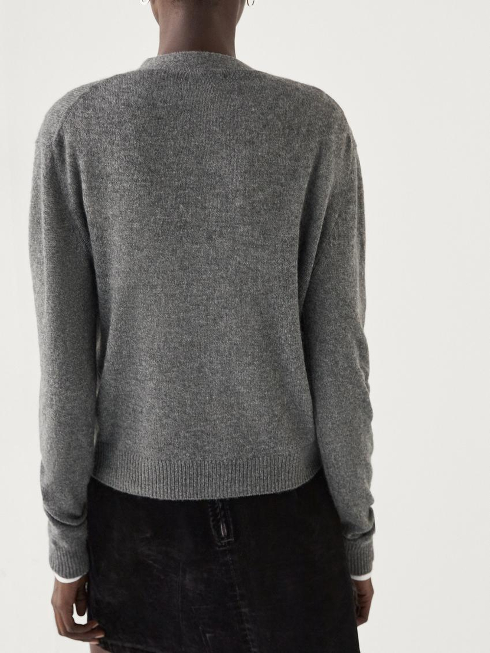 Massimo Dutti Кардиган из 100% кашемира, серый меланж