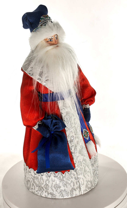 Фарфоровая кукла коллекционная  Дед Мороз c мешком подарков. Новогодняя игрушка под ёлку ручной работы