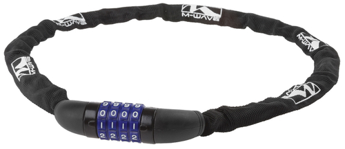 Замок вело цепь 3,5х3,5х900мм кодовый (4 разряда) в текстил. чехле (20) черный M-WAVE