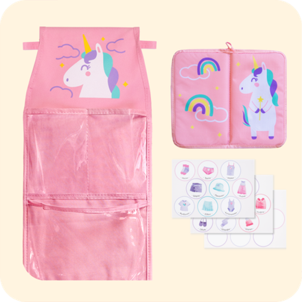 Набор для детского сада: кармашек, коврик, наклейки. Единорог