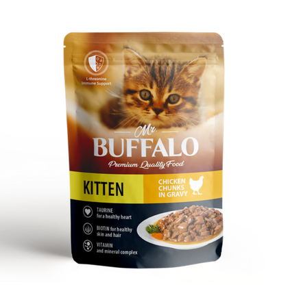 MR.BUFFALO Kitten Chicken Влажный корм для котят кусочки в соусе с цыпленком, 85 г