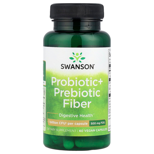 Swanson, пробиотик и пребиотическая клетчатка, 60 веганских капсул