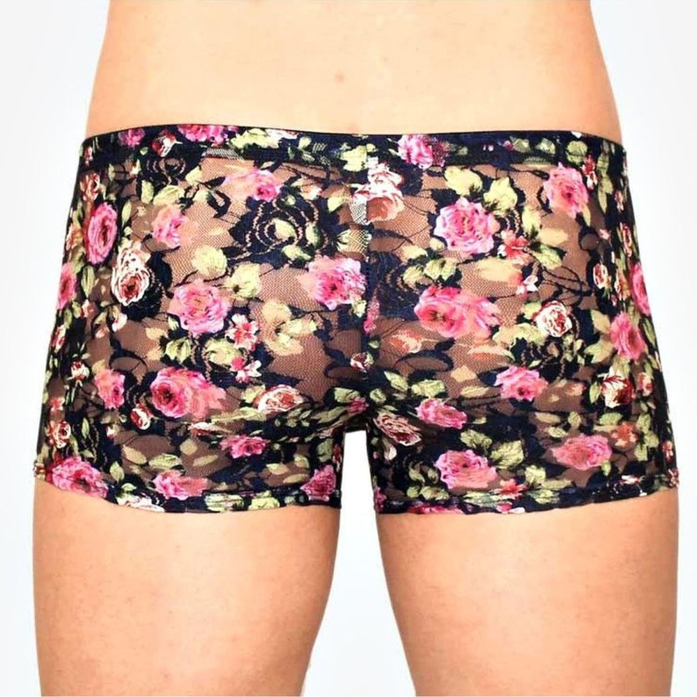 Мужские сетчатые трусы-боксеры с розами Rose Boxer (Размер: L) (Цвет: темно-синий)