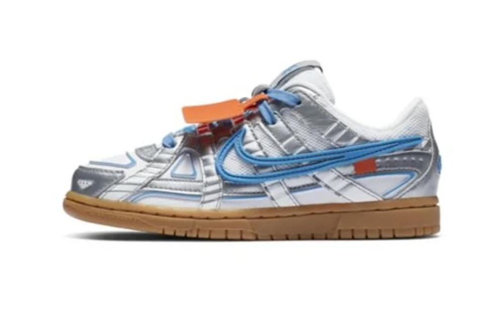 Middle-aged children's OFF-WHITE x Nike Rubber Dunk "University Blue" low-top sneakers North Carolina Blue European limited