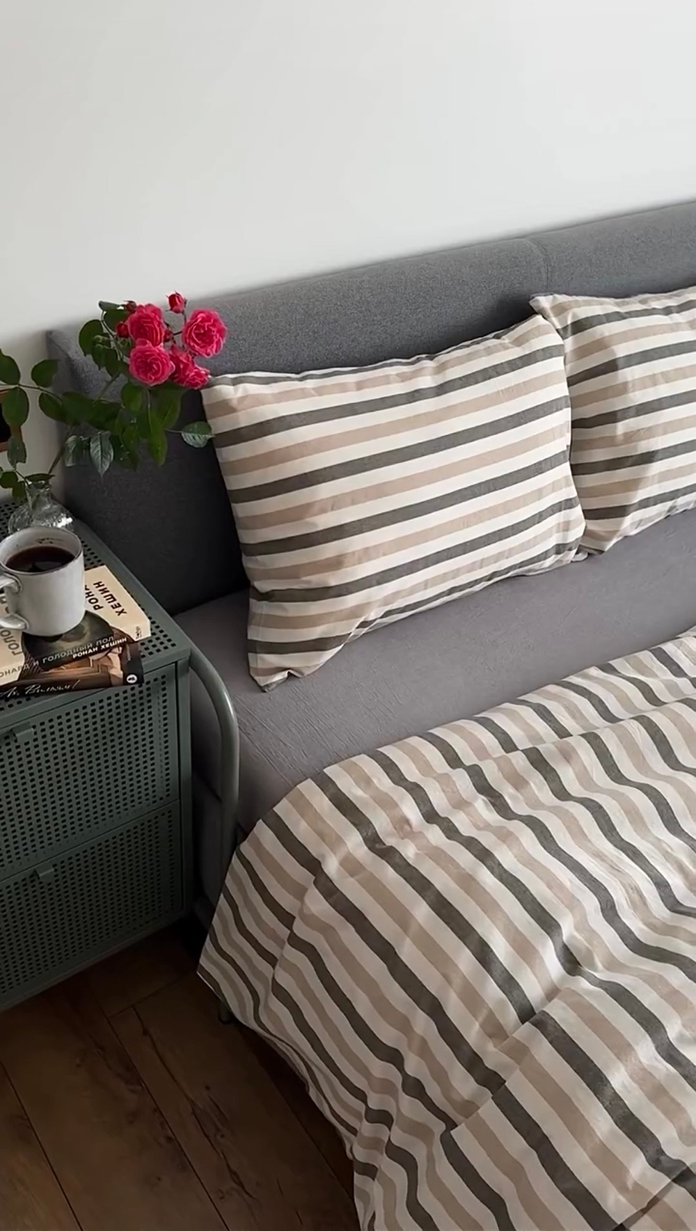 КПБ Евро с простыней на рез. 160х200 ВАРЕНЫЙ ХЛОПОК "Капучино широкая полоса"