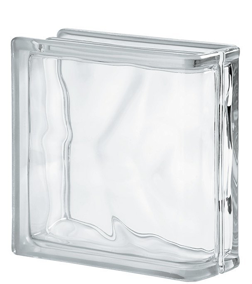 Торцевой стеклоблок бесцветный волна Vitrablok  19x19x8