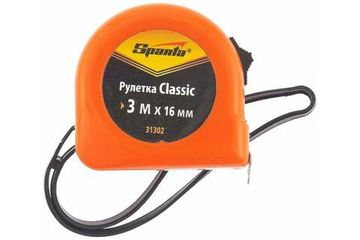 Рулетка SPARTA Classic 3 м, 16 мм, пластиковый корпус 31302