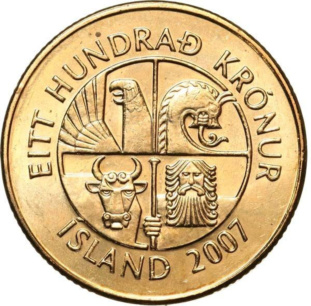 Iceland, 100 Kronur - Lumpfish, 2007, MS