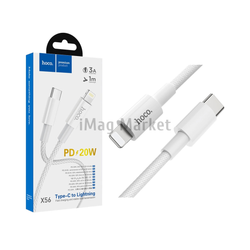 Зарядный кабель Hoco X56, USB-C - Lightning, 3A, 20W, 1 м, белый