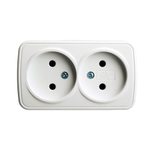 Розетка накладная 2-местная б/з STEKKER, PST10-502-20, пластик АВS, 250В, 16А, IP20, серия Basic, белый 50075