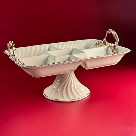 Lenardi 305-129 Менажница 35,5см на ножке с ручками ЖОЗЕ в под.уп.(х4)Фарфор