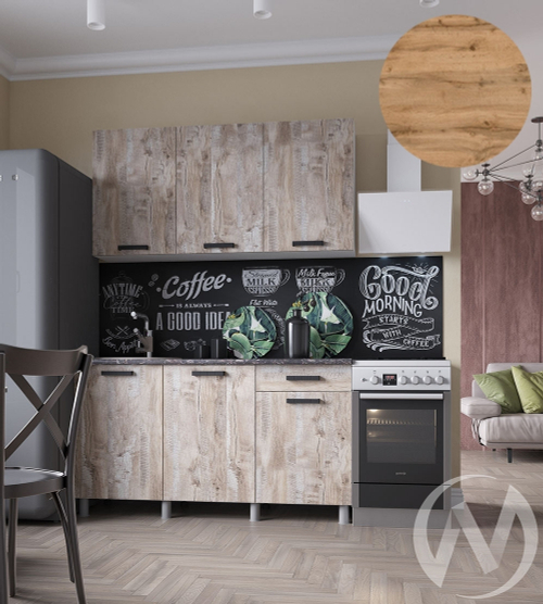 Кухня Элиана 1.5м (корпус белый/дуб юкон) 26мм дуб вотан