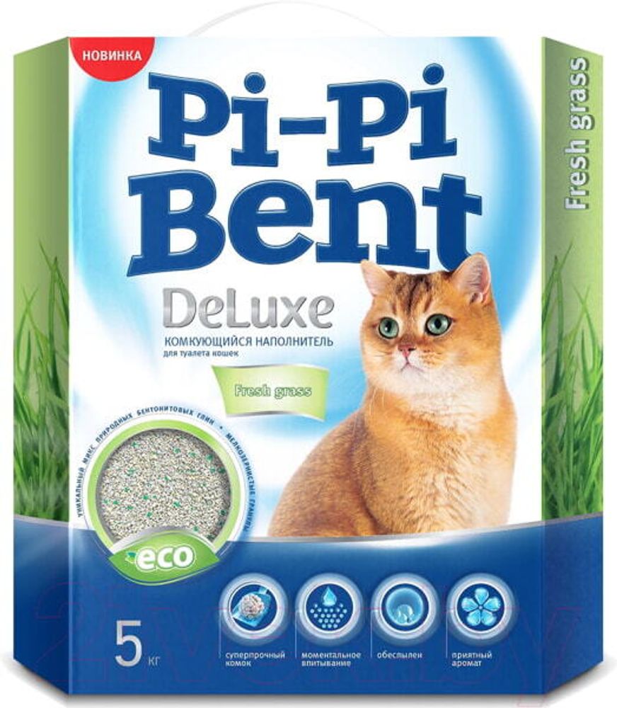 Наполнитель для туалета PI-PI BENT &quot;Deluxe Fresh Grass&quot; комкующися 5 кг