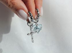 Серьги трансформеры Blue Heart