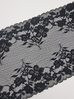 Кружево эластичное черное с блеском КС68 (22 см)